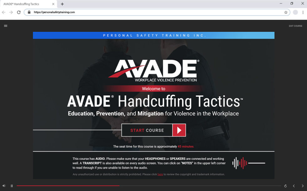 AVADE® Handcuffing Tactics™ E-Learning Course - AVADE® Workplace ...