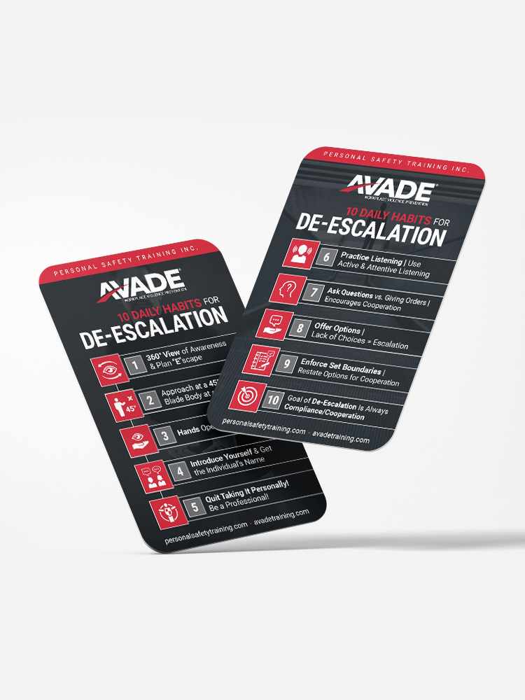AVADE® De-Escalation 10 Daily Habits Card