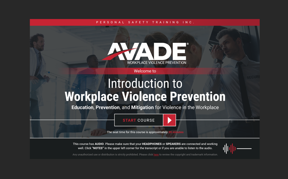 AVADE® Introduction to Workplace Violence Prevention E-Learning