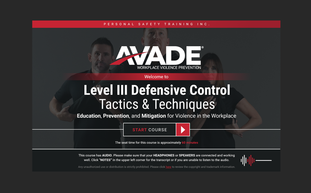 AVADE® Level III Defensive Control Tactics & Techniques E-Learning Course