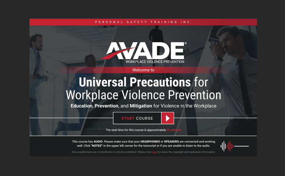 AVADE® Universal Precautions for Workplace Violence Prevention E-Learning